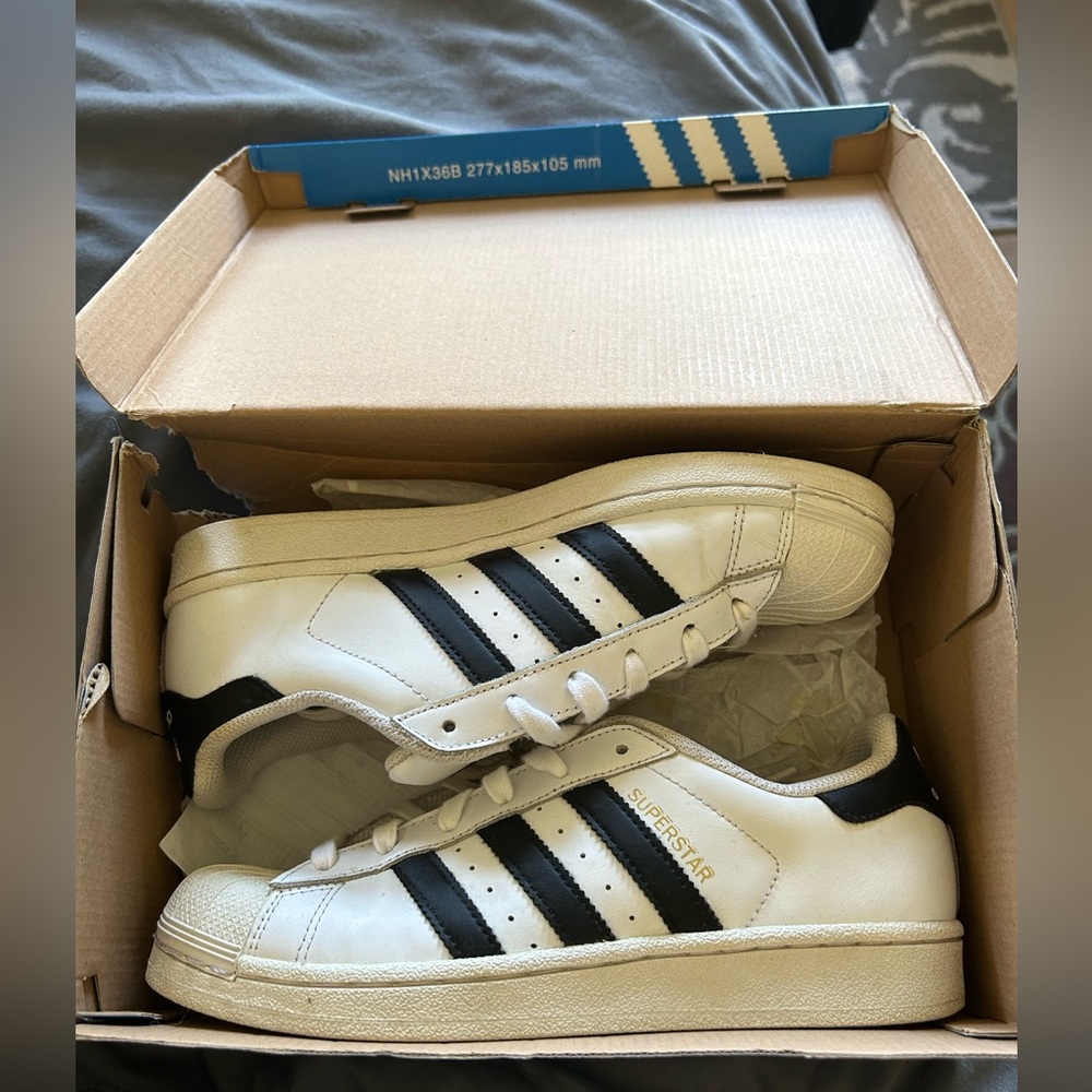Adidas Superstar White and Black Shoes